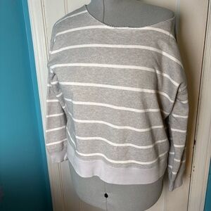 Grey and white stripe sweatshirt 1X excellent condition